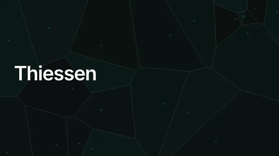 Thiessen: Seeds drifting under their Voronoi polygons.