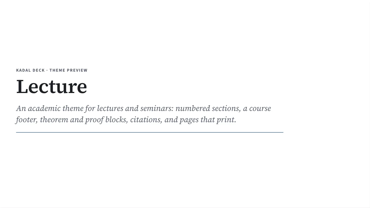 Lecture, light scheme, slide 1