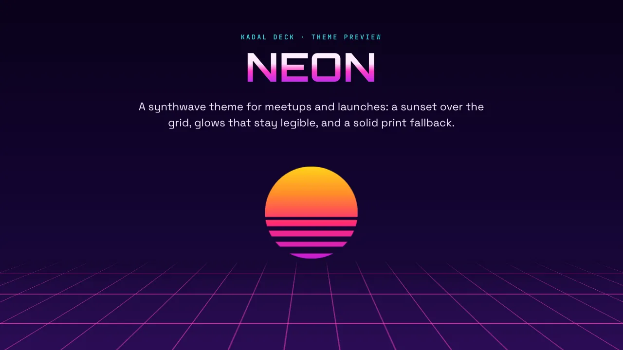 Neon, dark scheme, slide 1