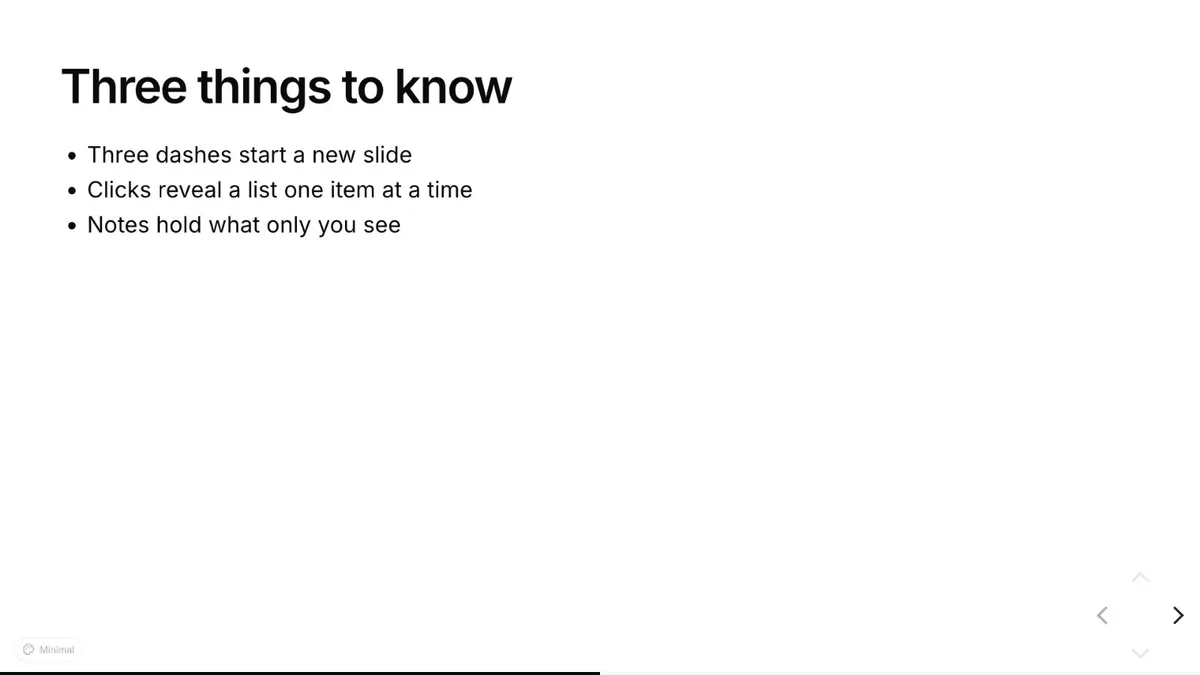 A slide titled Three things to know, with a three-item list